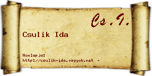 Csulik Ida névjegykártya